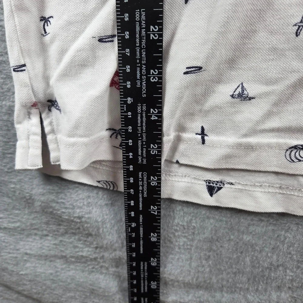 Jos A Bank Polo Shirt Mens Large White Nautical Lobster Sailboat Print Tailored